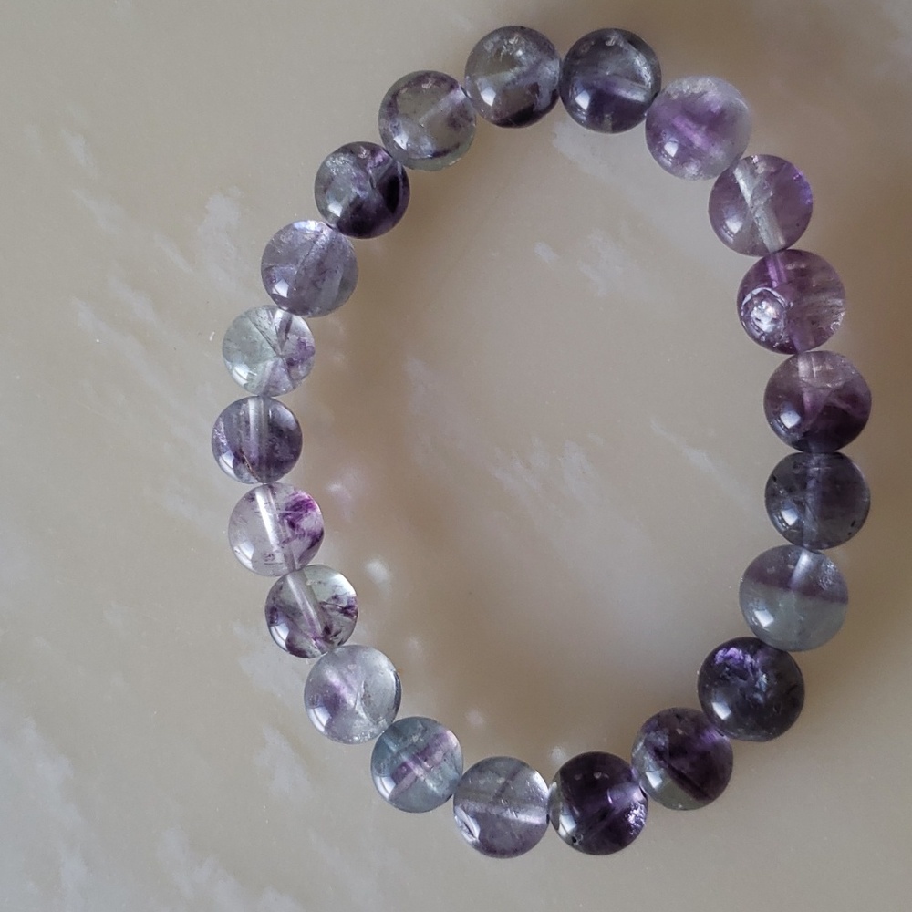 Natural purple colors Fluoride crystal quartz 9mm beads bracelet